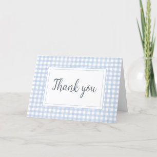 Classic Blue Gingham Baby Shower Thank You Card