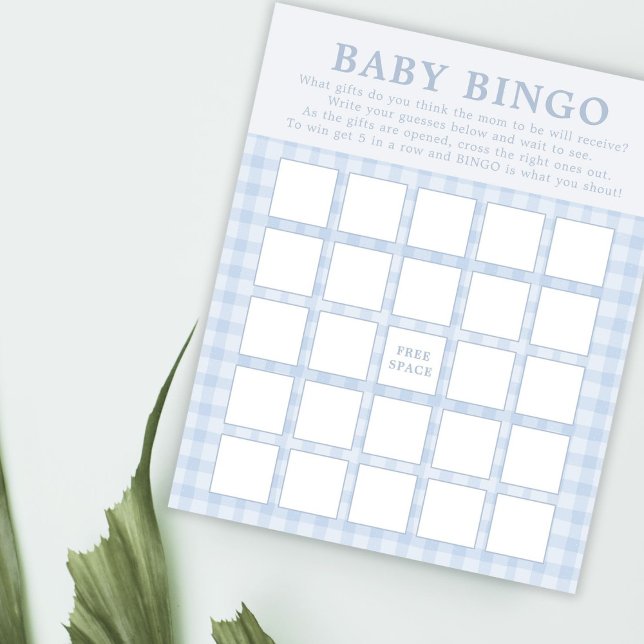 Classic Blue Gingham Boy Baby Bingo Game Cards (Creator Uploaded)