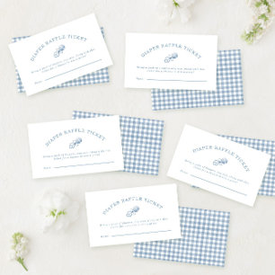 Classic Blue Gingham Boy Baby Shower Diaper Raffle Enclosure Card