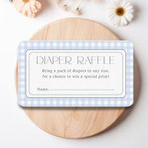 Classic Blue Gingham Boy Baby Shower Diaper Raffle