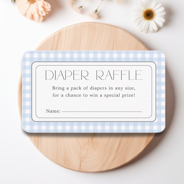 Classic Blue Gingham Boy Baby Shower Diaper Raffle Enclosure Card (Classic Blue Gingham Boy Baby Shower Diaper Raffle Enclosure Card)