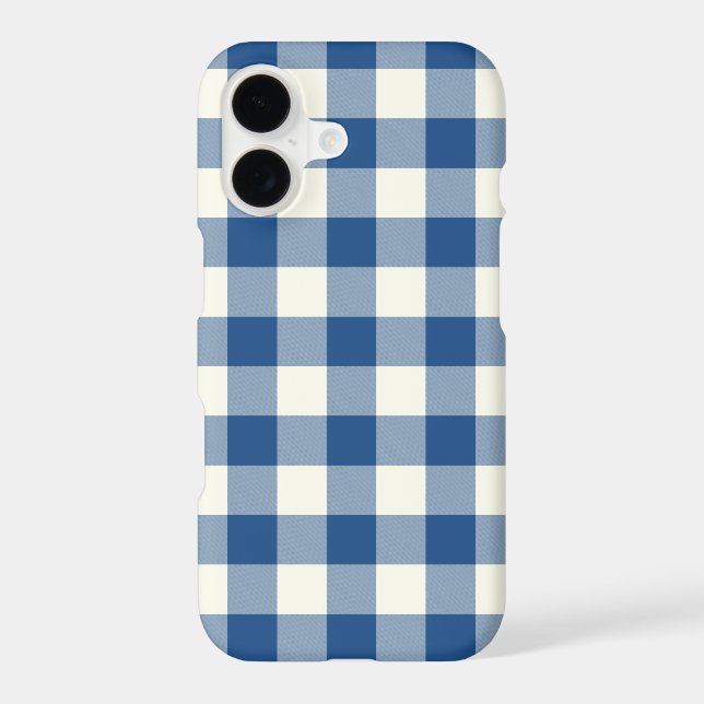 Classic Blue Gingham Pattern iPhone 7 Case (Back)