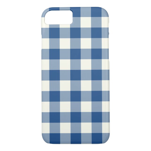Classic Blue Gingham Pattern iPhone 7 Case (Back)