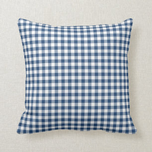 Classic Blue Gingham Pattern Throw Pillow