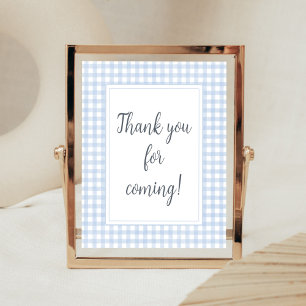 Classic Blue Gingham Thank You for Coming Poster