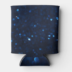 Classic blue glitter, abstract blurred background. can cooler