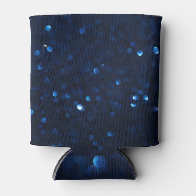 Classic blue glitter, abstract blurred background. can cooler (Front)