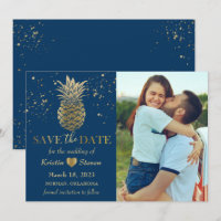 Classic Blue Gold Pineapple Photo
