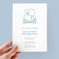 Classic Blue Green Couples Crest NewlyWeds Brunch