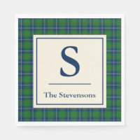 Classic Blue Green Tartan Plaid Personalised
