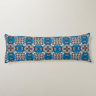 Classic Blue Grey and White Repeat Tile Pattern Body Cushion
