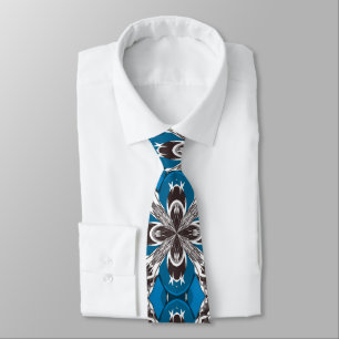 Classic Blue Grey and White Repeat Tile Pattern Tie