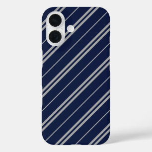 Classic Blue Grey School Stripes Pattern iPhone 16 Case