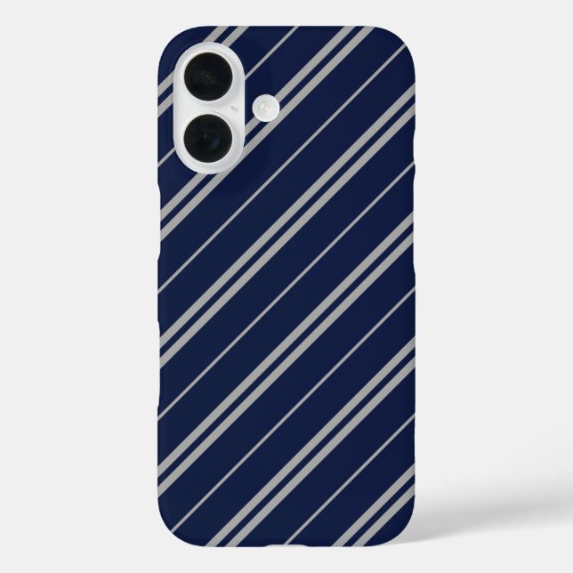 Classic Blue Grey School Stripes Pattern Case-Mate iPhone Case (Back)