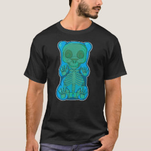 Classic Blue GUMMY BEAR Skeleton Anatomy halloween T-Shirt