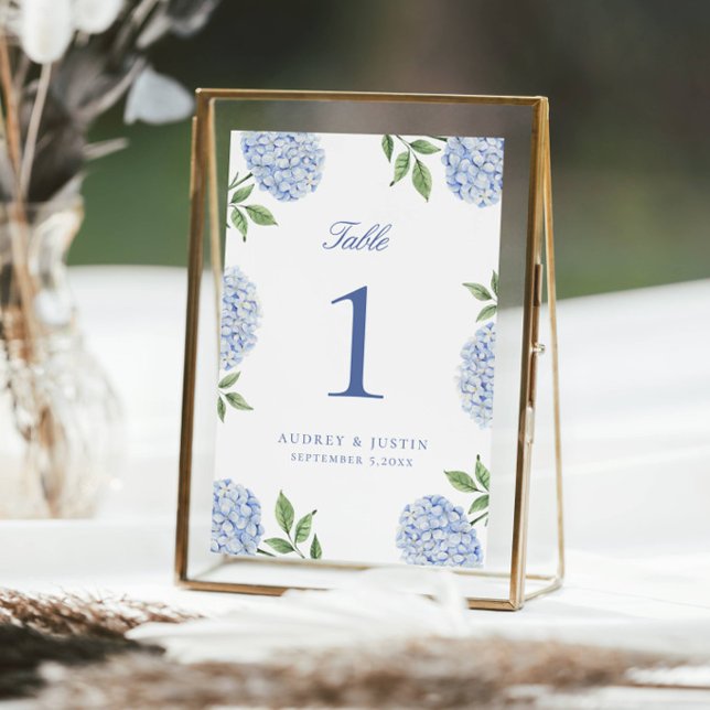 Classic Blue Hydrangea Flower Large Table Number (Creator Uploaded)