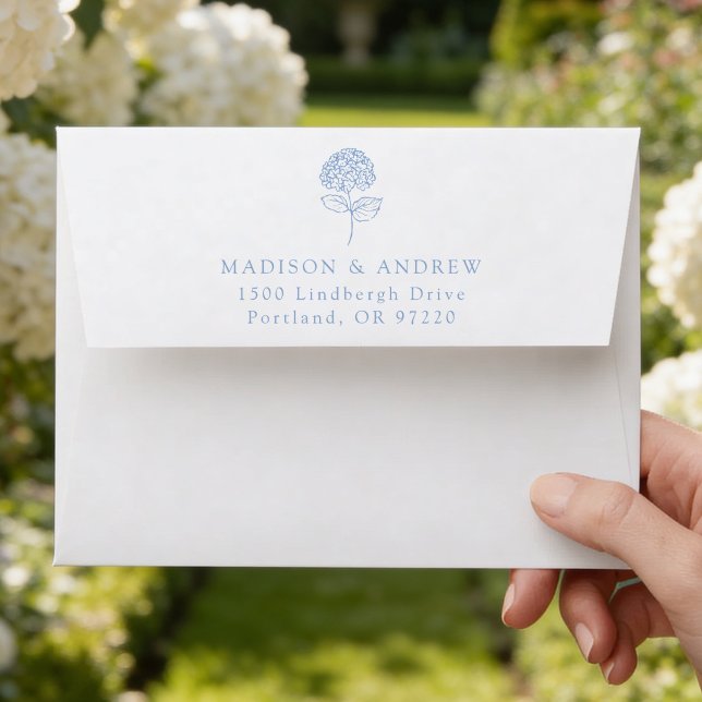 Classic Blue Hydrangea Wedding Envelope (Creator Uploaded)