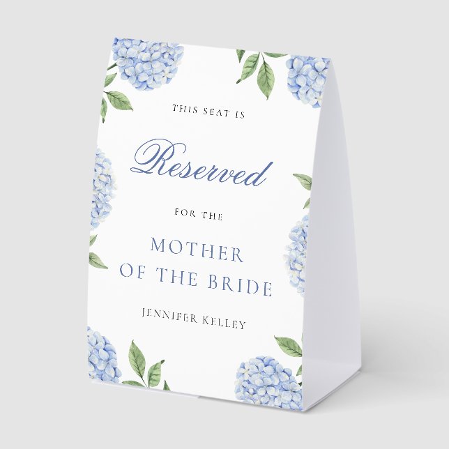 Classic Blue Hydrangea Wedding Reserved Seat (Front)