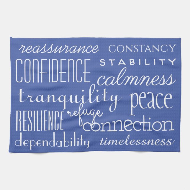 Classic Blue in Words Tea Towel (Horizontal)