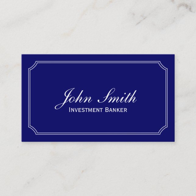 Classic Blue Investment Banker Business Card (Front)