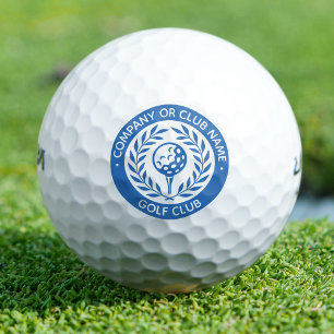 Classic Blue Laurel Wreath Logo Custom Name Golf Balls