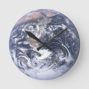 Classic Blue Marble Full Earth Photo Round Clock