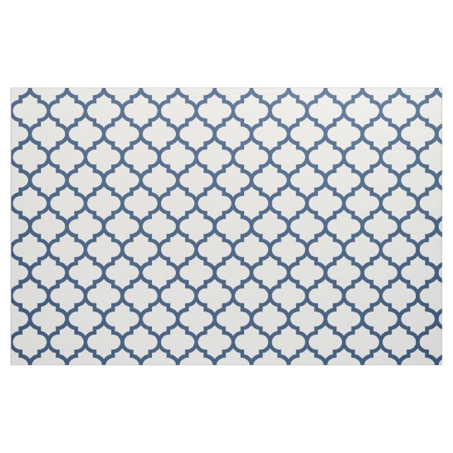 Classic Blue Moroccan Trellis Pattern Fabric (Yard)