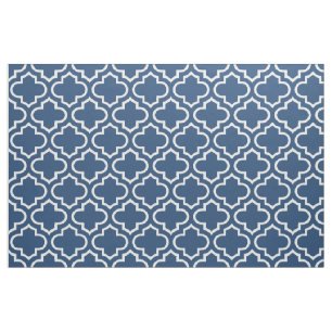 Classic Blue Moroccan Trellis Pattern Fabric 02