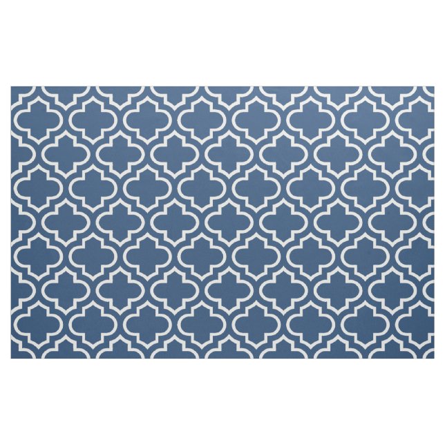 Classic Blue Moroccan Trellis Pattern Fabric 02 (Yard)