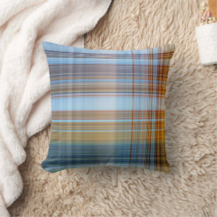 Classic Blue Orange Plaid Decorative Pillow