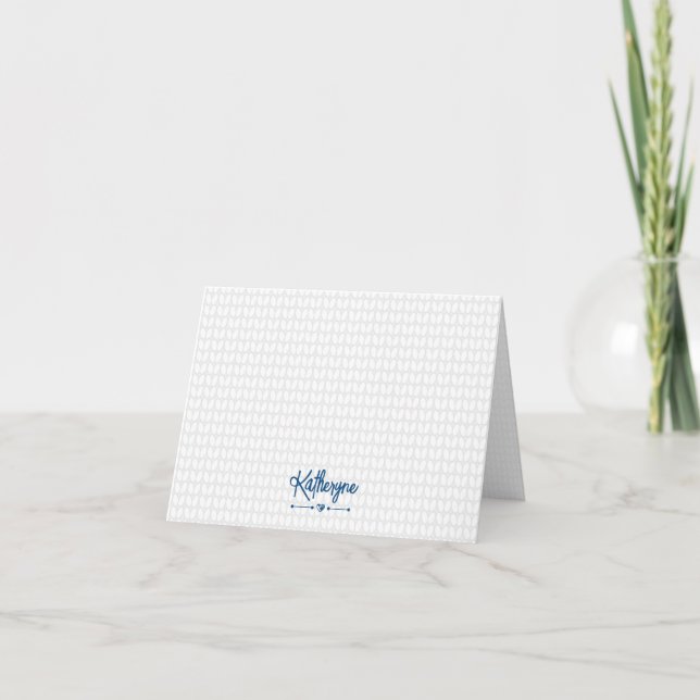 Classic Blue Personalised Knit Stitch Note Card (Front)