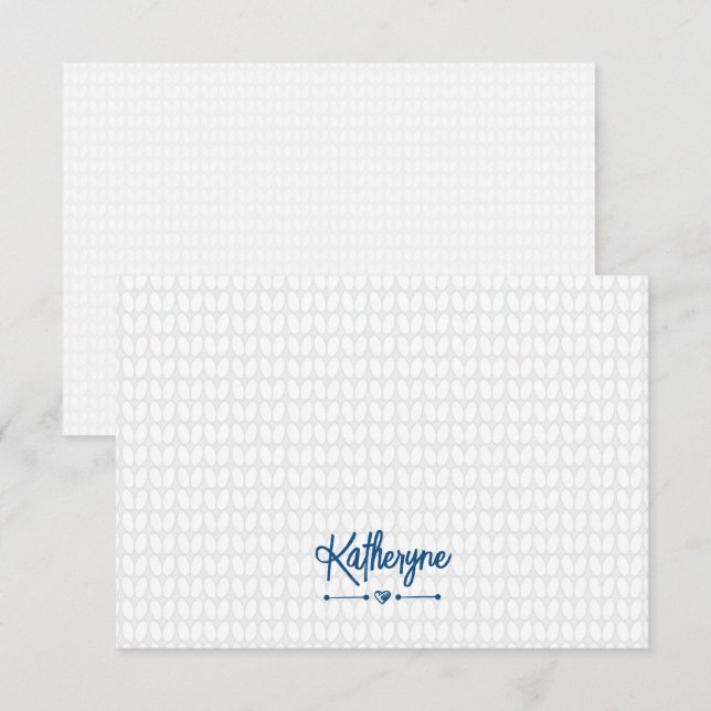 Classic Blue Personalised Knit Stitch Note Card (Front/Back)