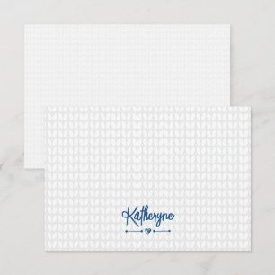 Classic Blue Personalised Knit Stitch Note Card
