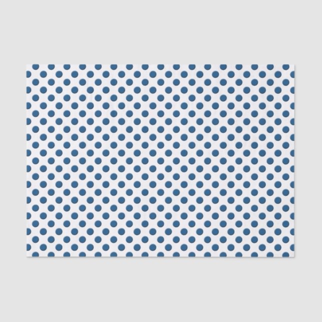 Classic Blue Polka Dots on White Tissue Paper (Front)