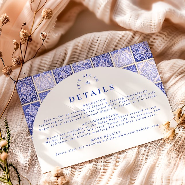 Classic Blue Porcelain Patchwork Wedding Enclosure Card (Creator Uploaded)