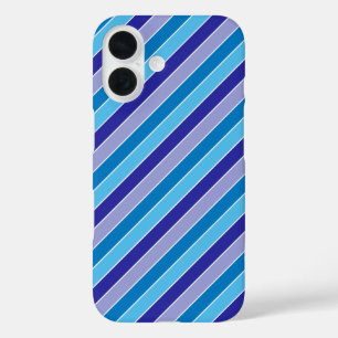 Classic Blue Purple Pajama Stripes Pattern iPhone 16 Case