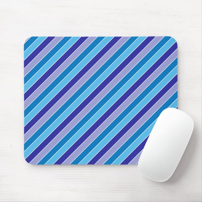 Classic Blue Purple White Pajama Stripes Pattern Mouse Mat (With Mouse)