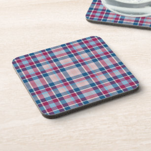 Classic Blue Red Plaid Pattern Coaster