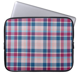 Classic Blue Red Plaid Pattern Laptop Sleeve