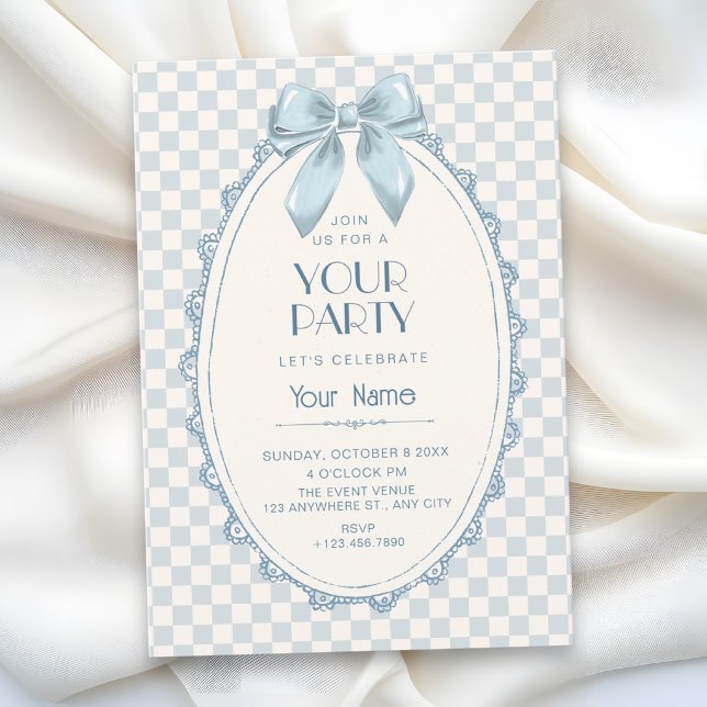 Classic blue ribbon  invitation (Creator Uploaded)