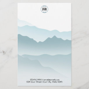 Classic Blue Rolling Mountains Background Stationery
