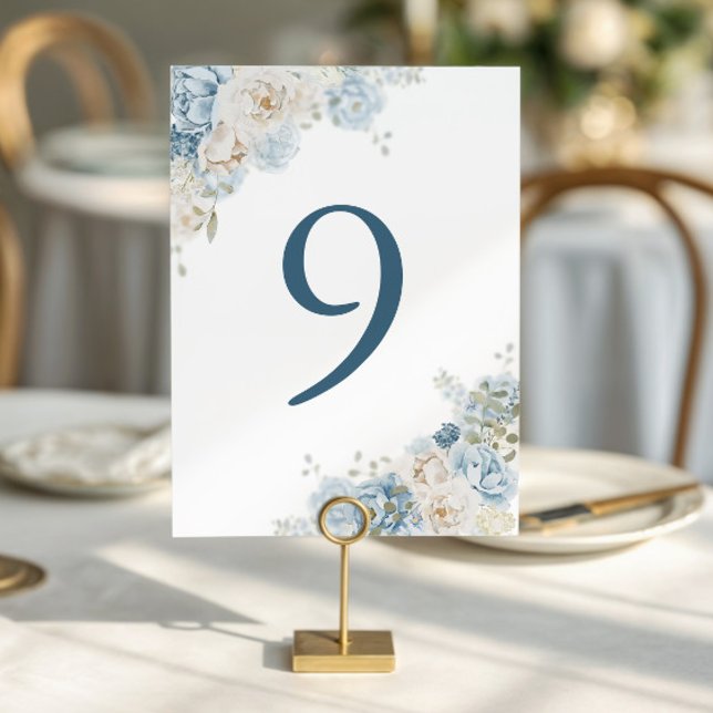 Classic Blue Rose Botanical Reception Table Number (Creator Uploaded)