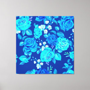 Classic Blue Rose Flowers Pattern-87600 Canvas Print