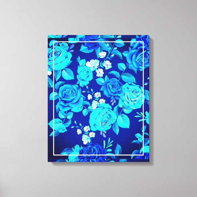 Classic Blue Rose Flowers Pattern-87600 Canvas Print (Front)