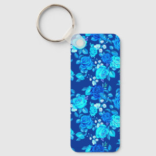 Classic Blue Rose Flowers Pattern-87600 Key Ring