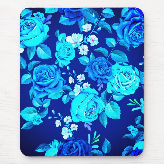 Classic Blue Rose Flowers Pattern-87600 Mouse Mat (Front)