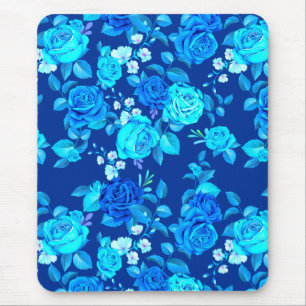 Classic Blue Rose Flowers Pattern-87600 Mouse Mat