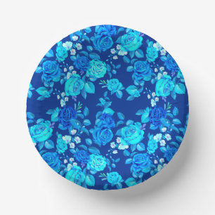 Classic Blue Rose Flowers Pattern-87600 Paper Plate