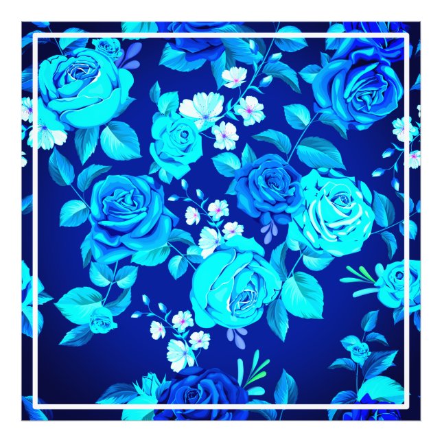 Classic Blue Rose Flowers Pattern-87600 Photo Print (Front)