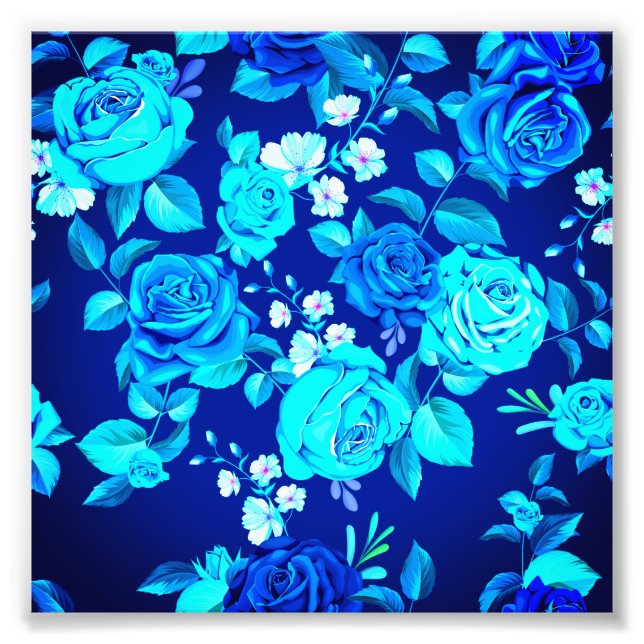 Classic Blue Rose Flowers Pattern-87600 Photo Print (Front)
